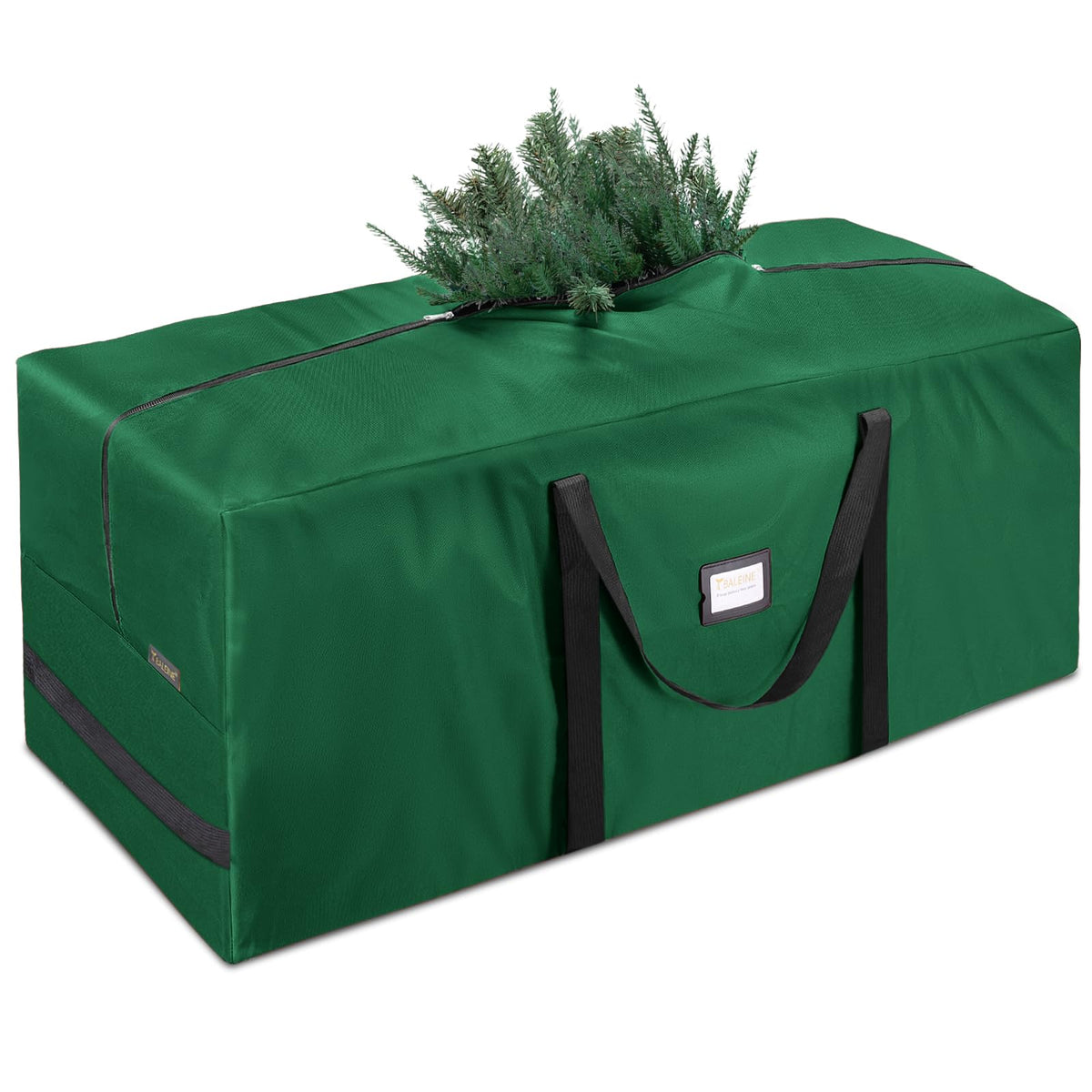 BALEINE front view of green 9ft tree storage bag showing size and shape, protects tree