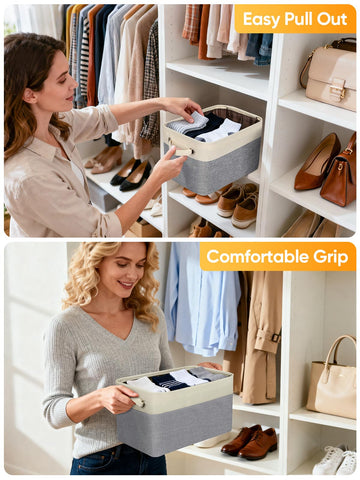 BALEINE open bin with folded clothes inside for tidy closet storage benefit