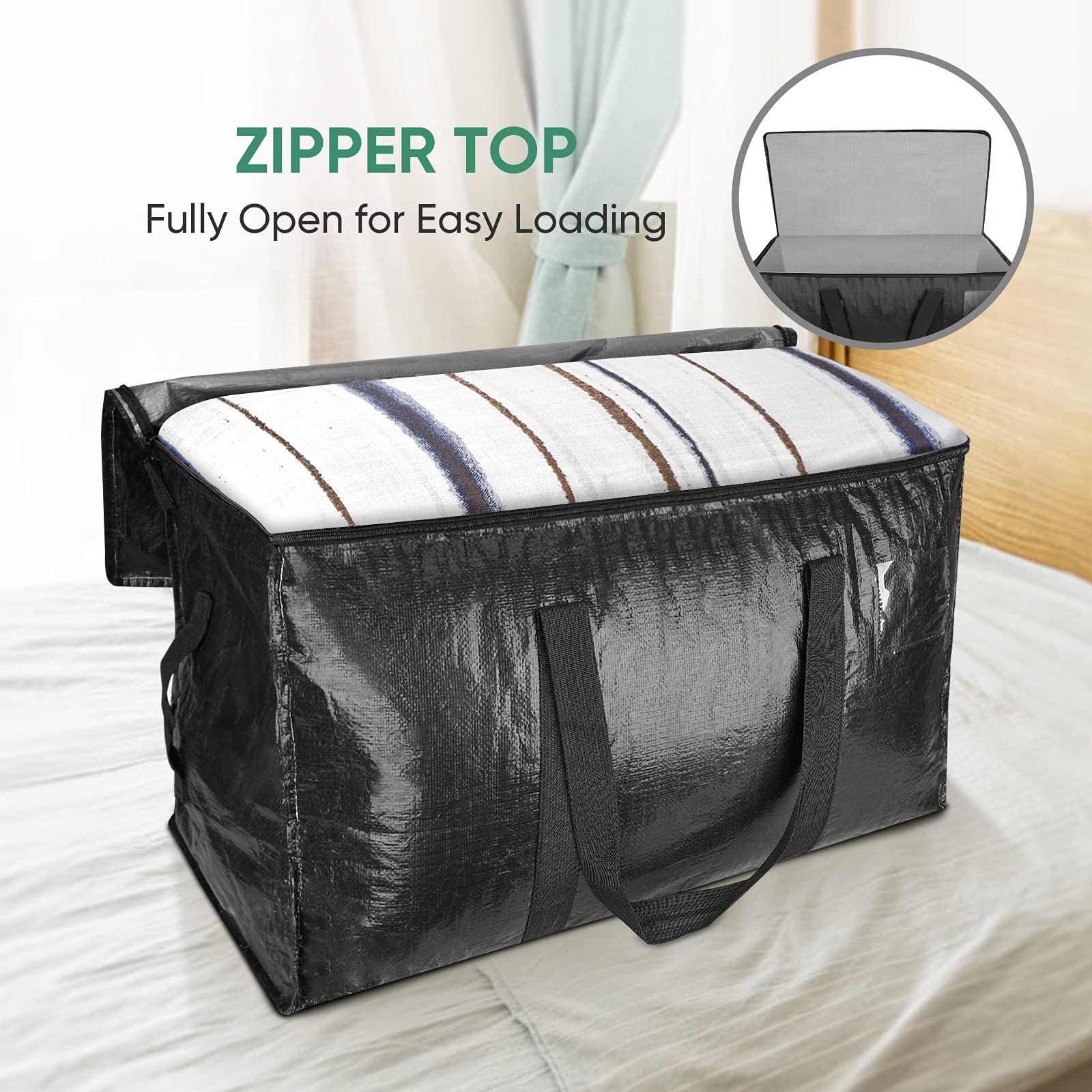 BALEINE folded flat bags stored on shelf showing compact space savings