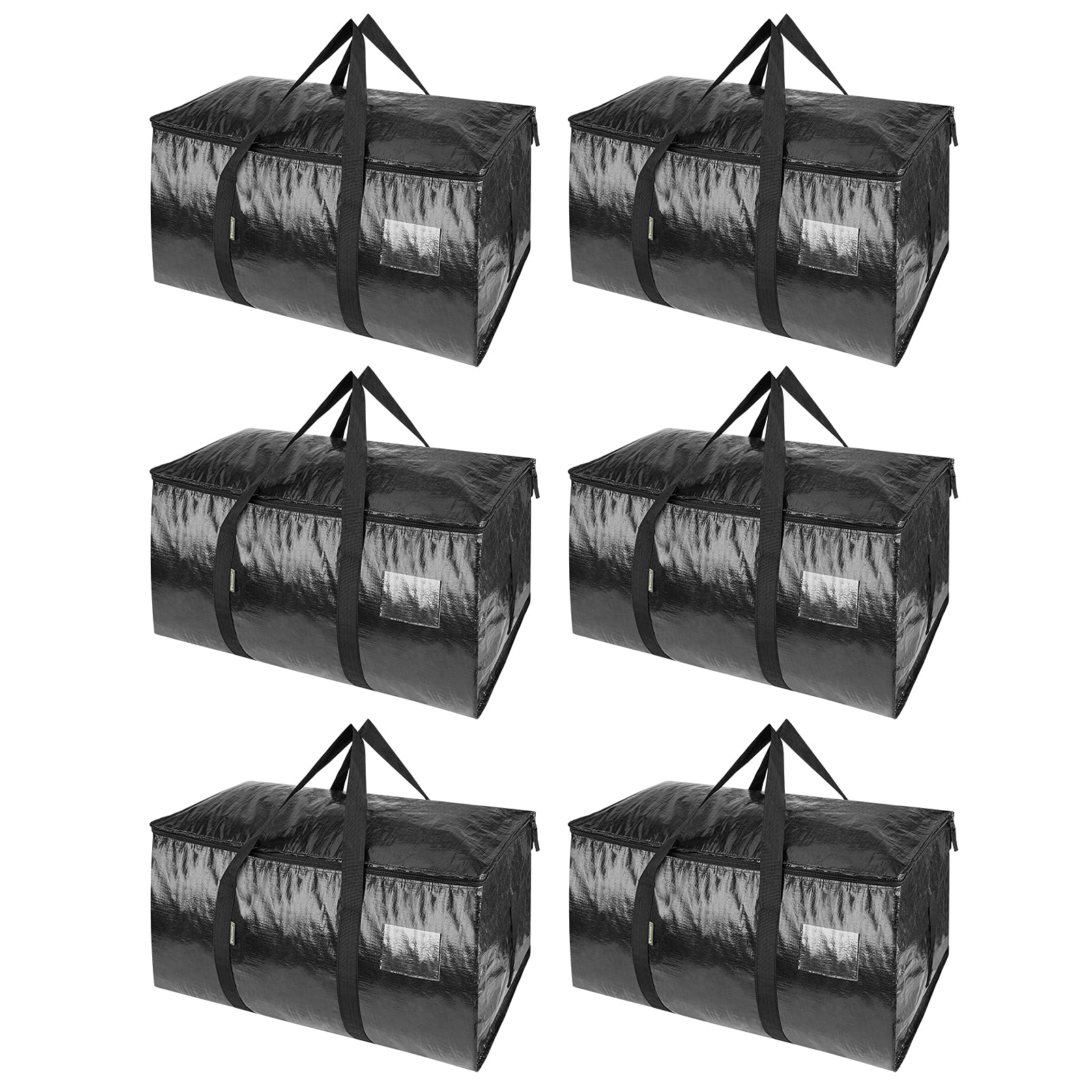 BALEINE front view of six black oversized moving bags showing capacity and neat storage