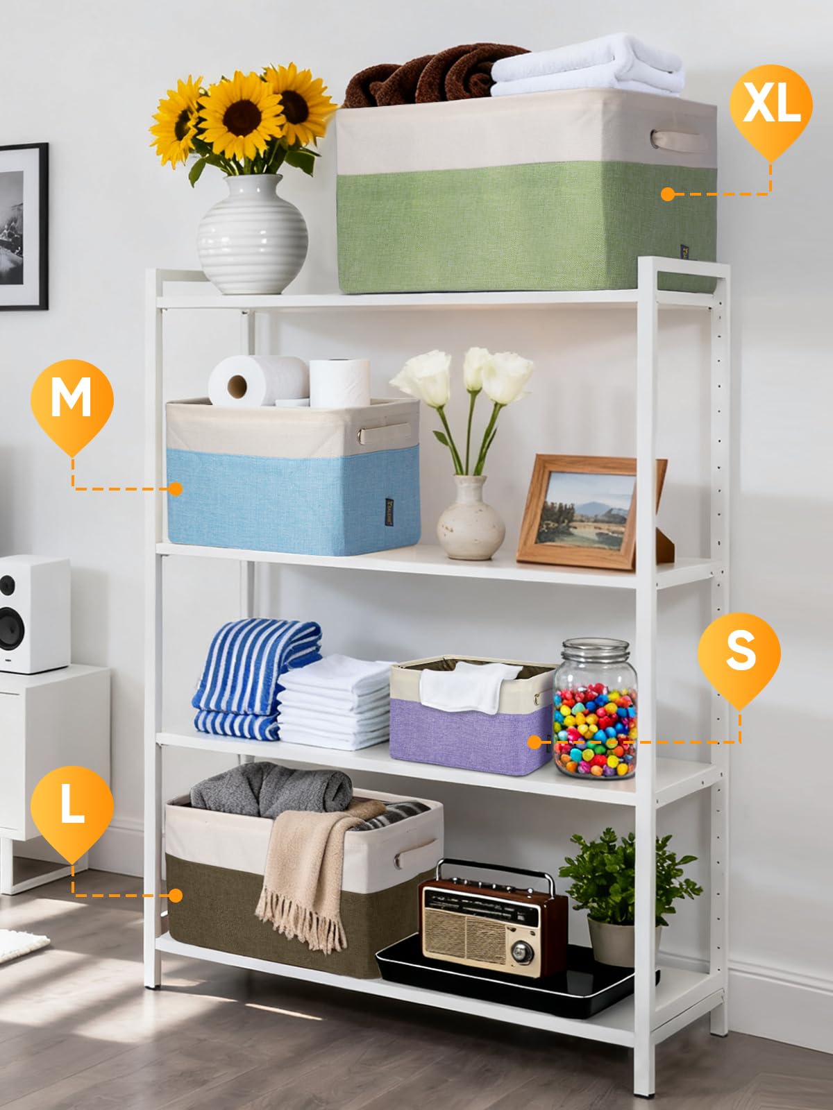 BALEINE bin fitted in a bookshelf cubby for organized storage benefit
