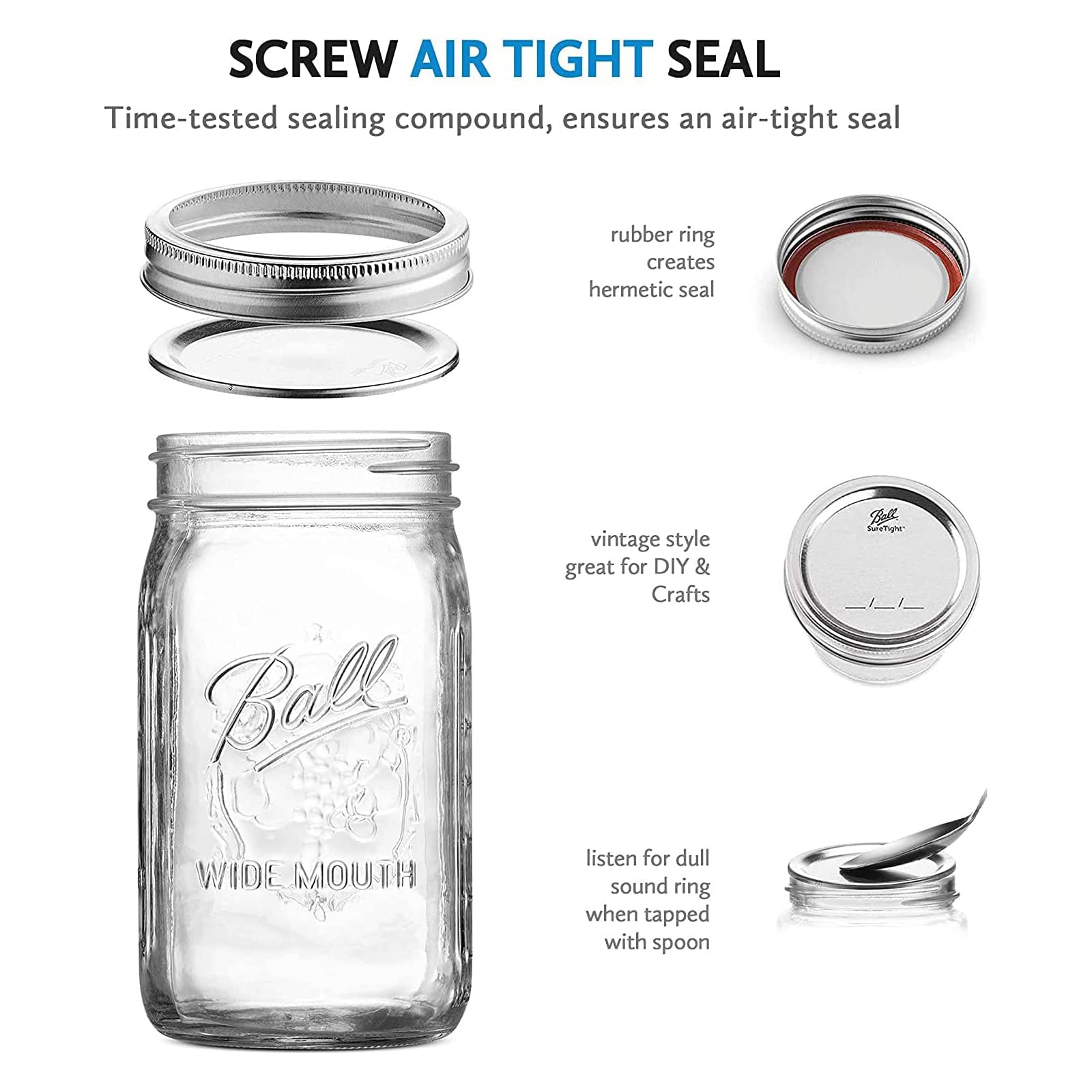 Ball jar held in hand for scale showing true quart capacity