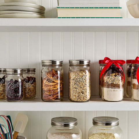 Ball lids on jars in a kitchen scene showing stylish countertop benefit