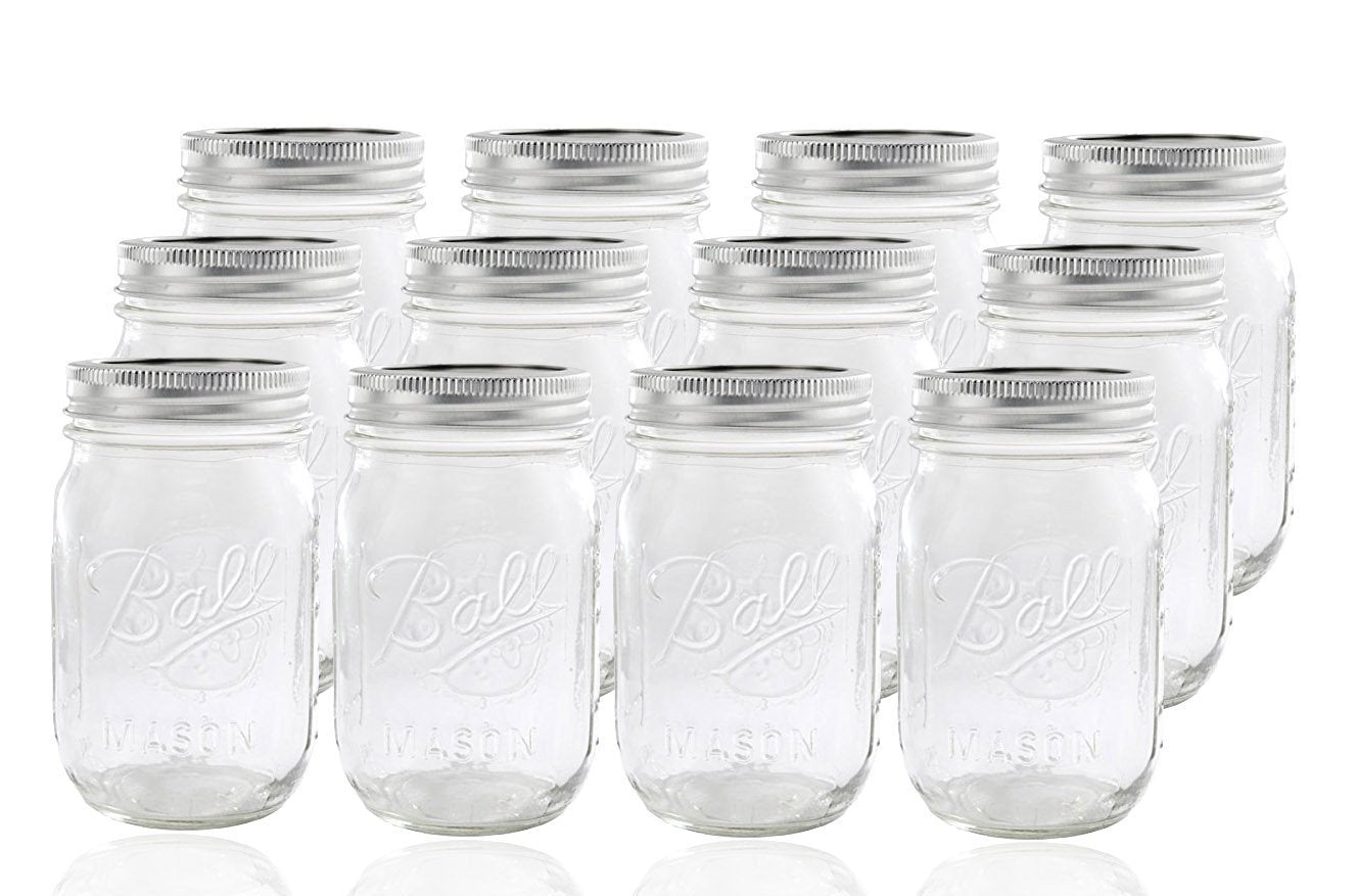 Ball glass mason jars front packaging showing twelve jars and bands for organized storage