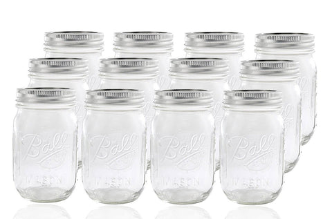 Ball glass mason jars front packaging showing twelve jars and bands for organized storage