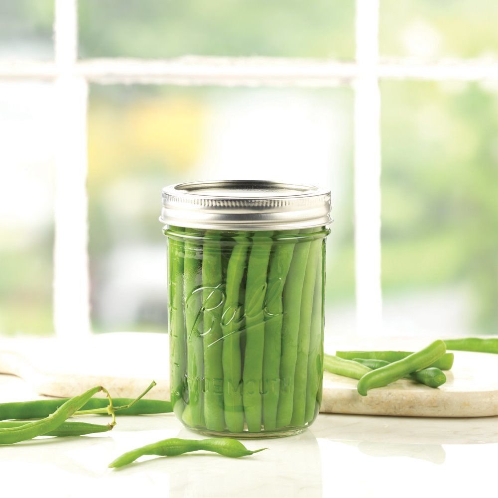 Ball jar filled with homemade jam showcasing clear glass display