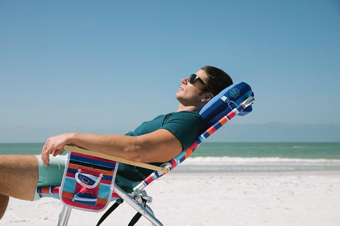 Ballast on poolside lounge conveying quick-dry comfort and relaxing support