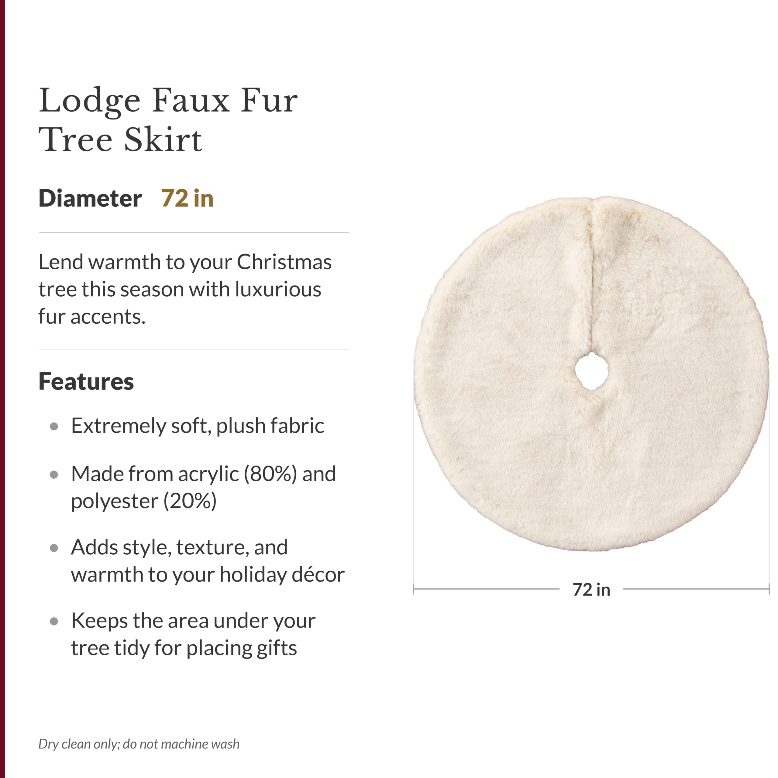 Balsam Hill skirt placed under decorated tree demonstrating clean stand concealment