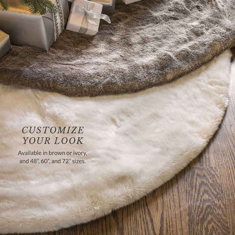Balsam Hill lifestyle setting with skirt adding warm rustic holiday ambiance