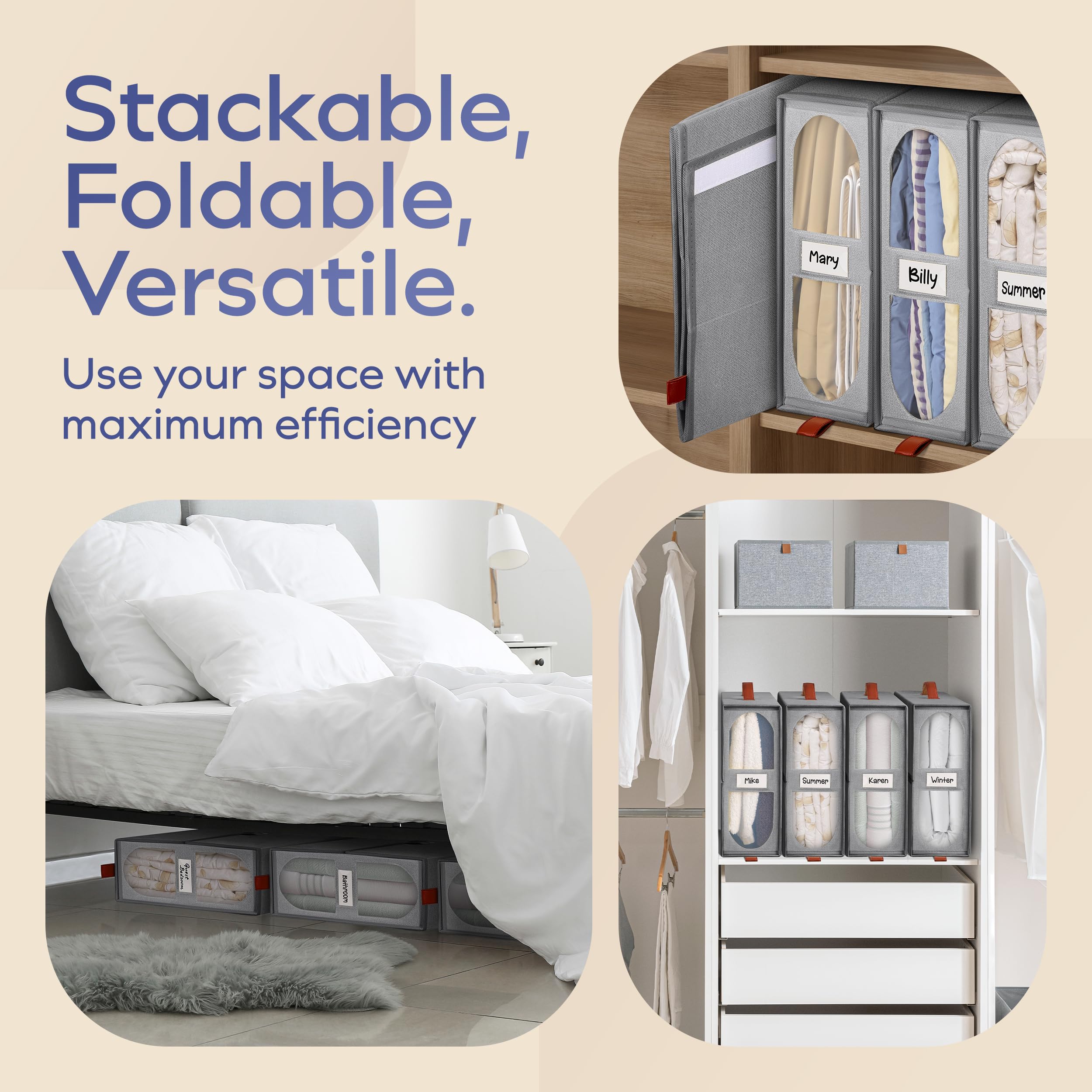 BAMBALIK stacked in closet for neat, space-saving storage