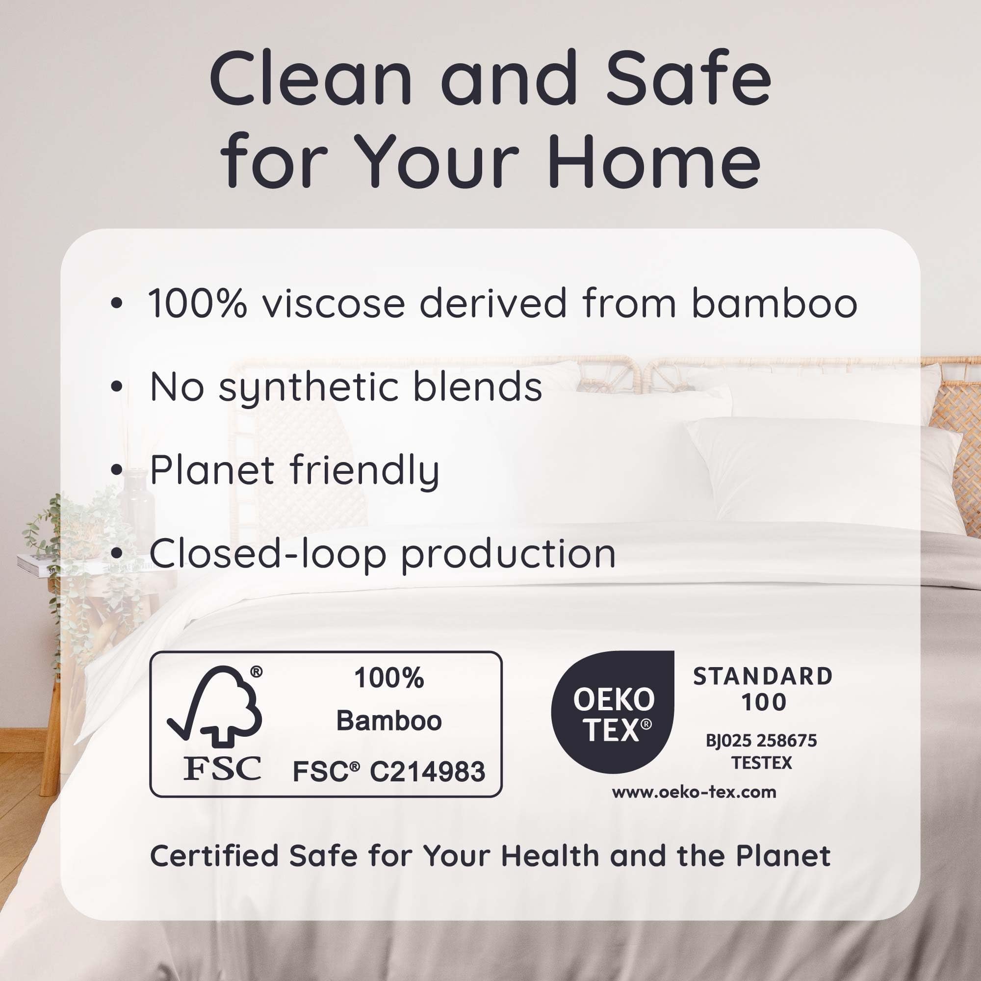 Bambaw fitted sheet corner strap under mattress showing anti-slip stability benefit