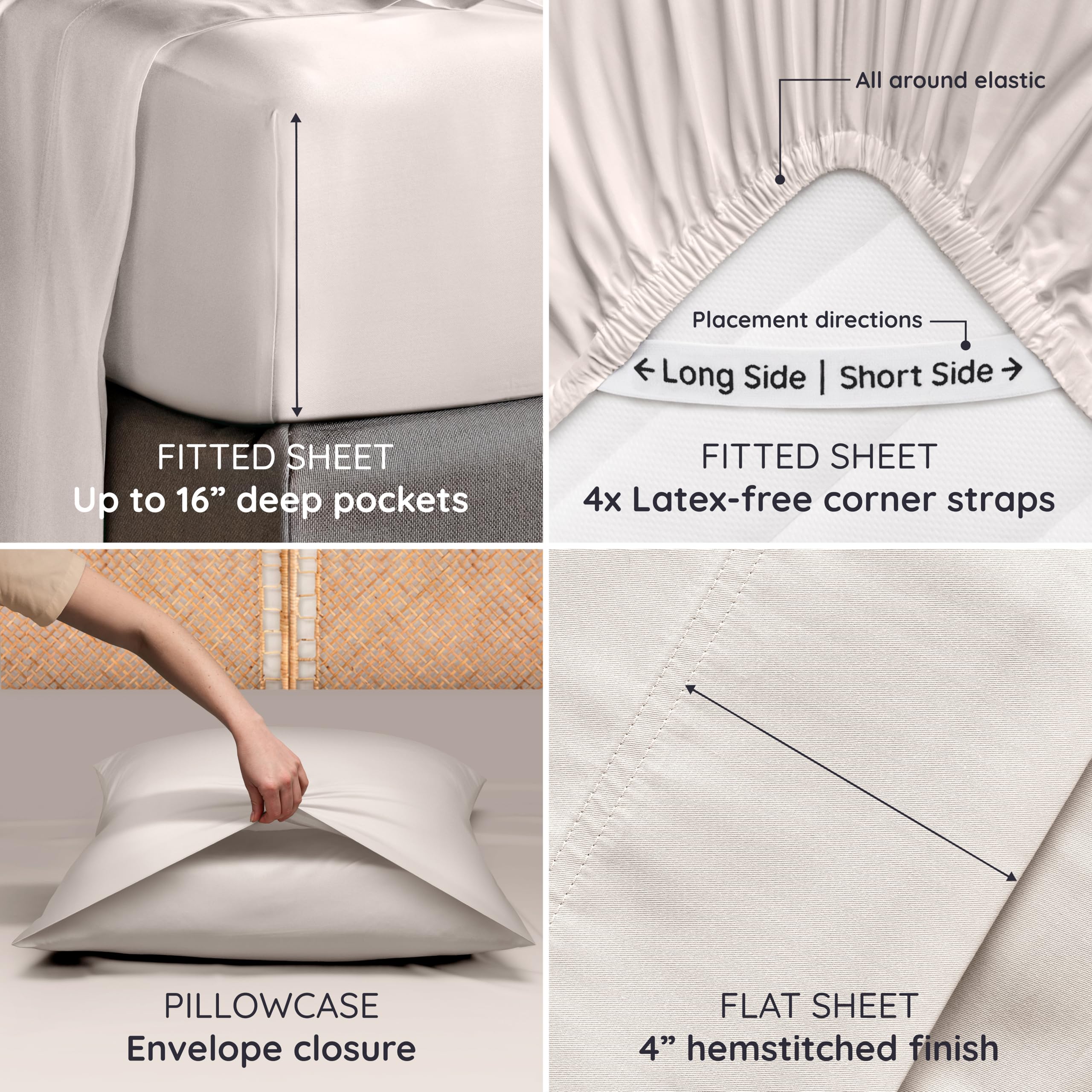 Bambaw sheets styled on a made bed showing cooling comfort in bedroom setting