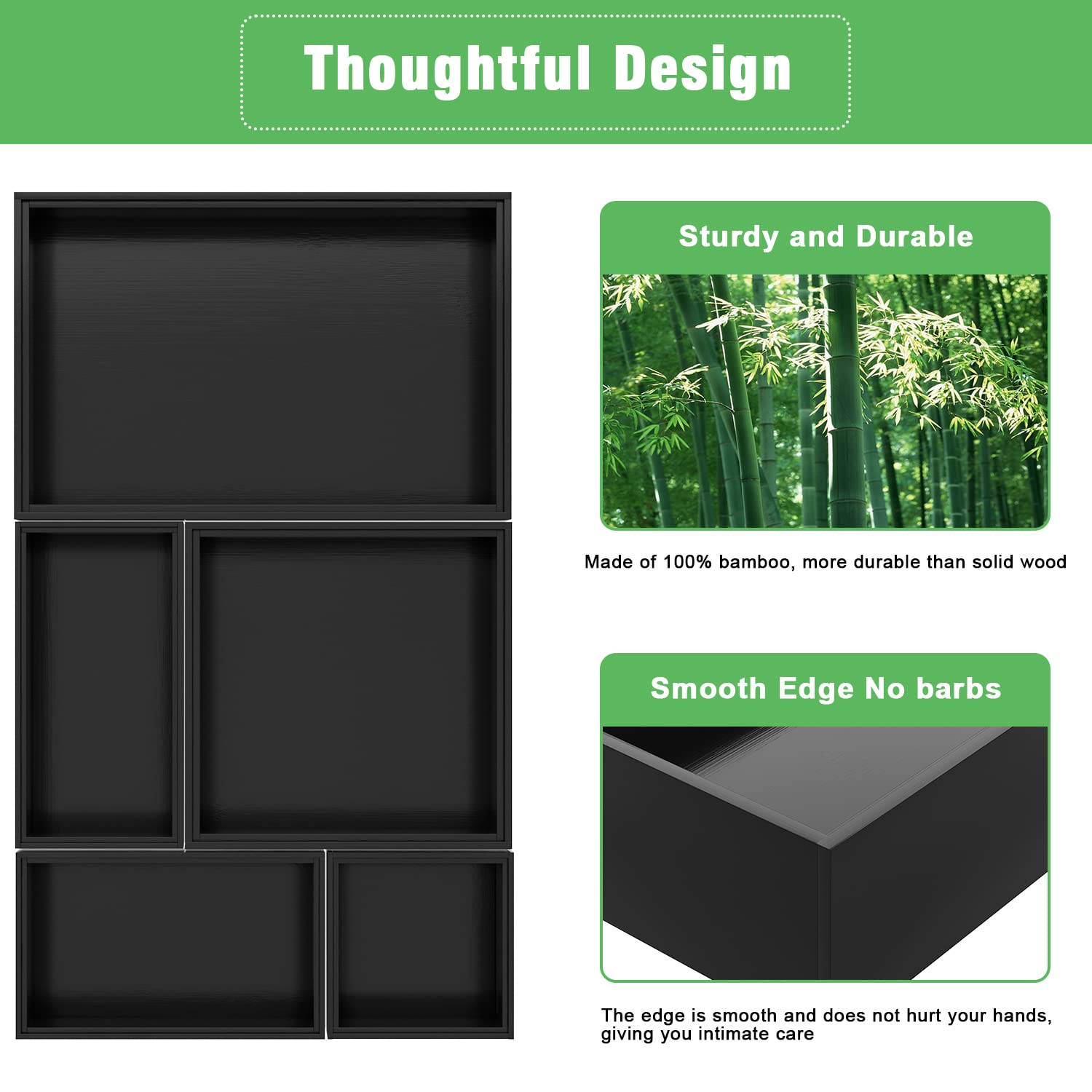 Bambloom tray next to ruler showing 2.5 inch depth, demonstrating capacity and scale