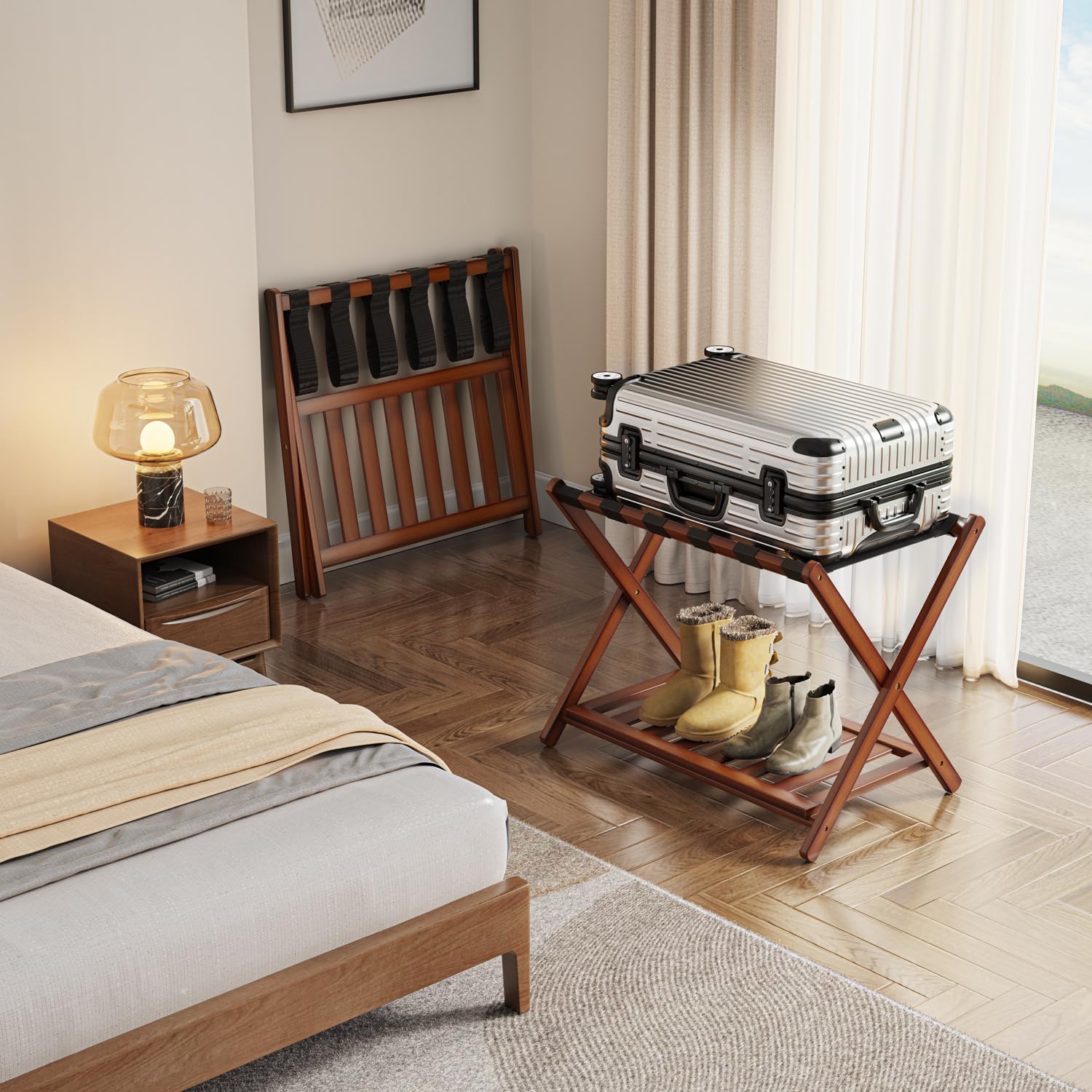 BAMBOOHOMIE folded under bed to show compact storage convenience