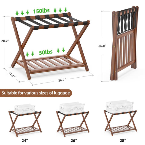 BAMBOOHOMIE lower shelf holding shoes and bags for extra storage