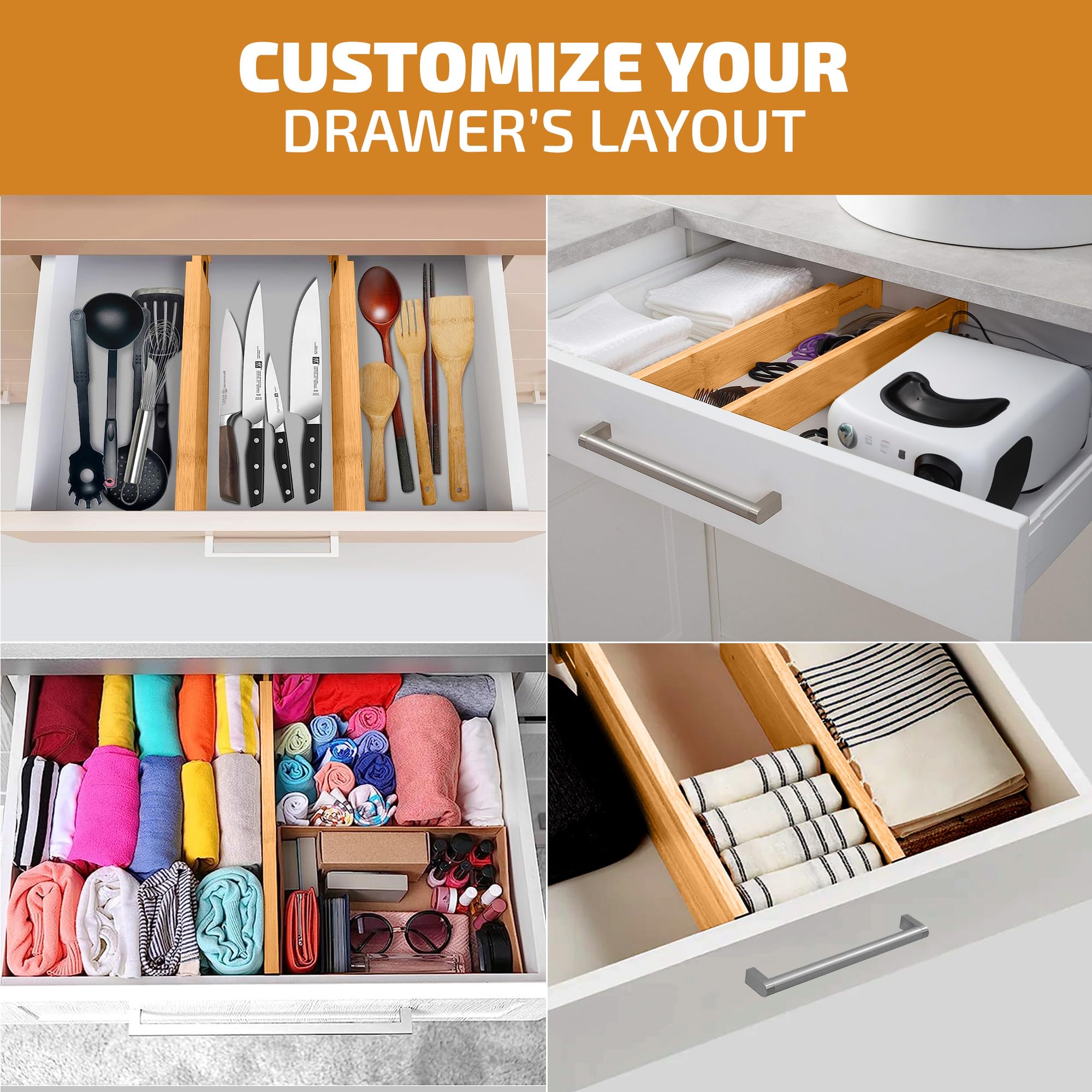 Bambüsi foam edge close-up protecting drawer surfaces and reducing movement noise