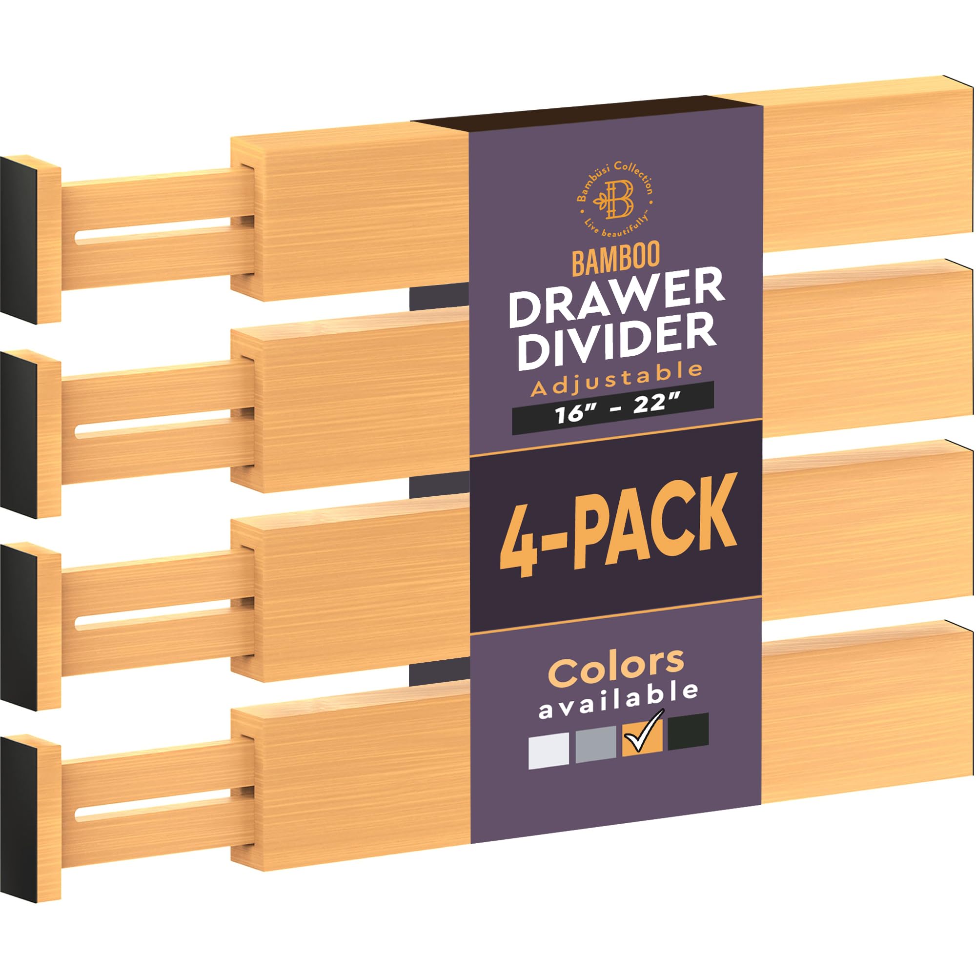 Bambüsi front view of four-pack packaging showing natural bamboo finish and tidy look