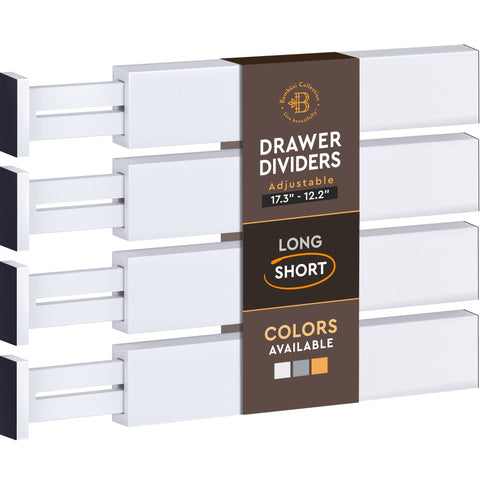 Bambüsi front pack of four white bamboo dividers showing clean storage benefit