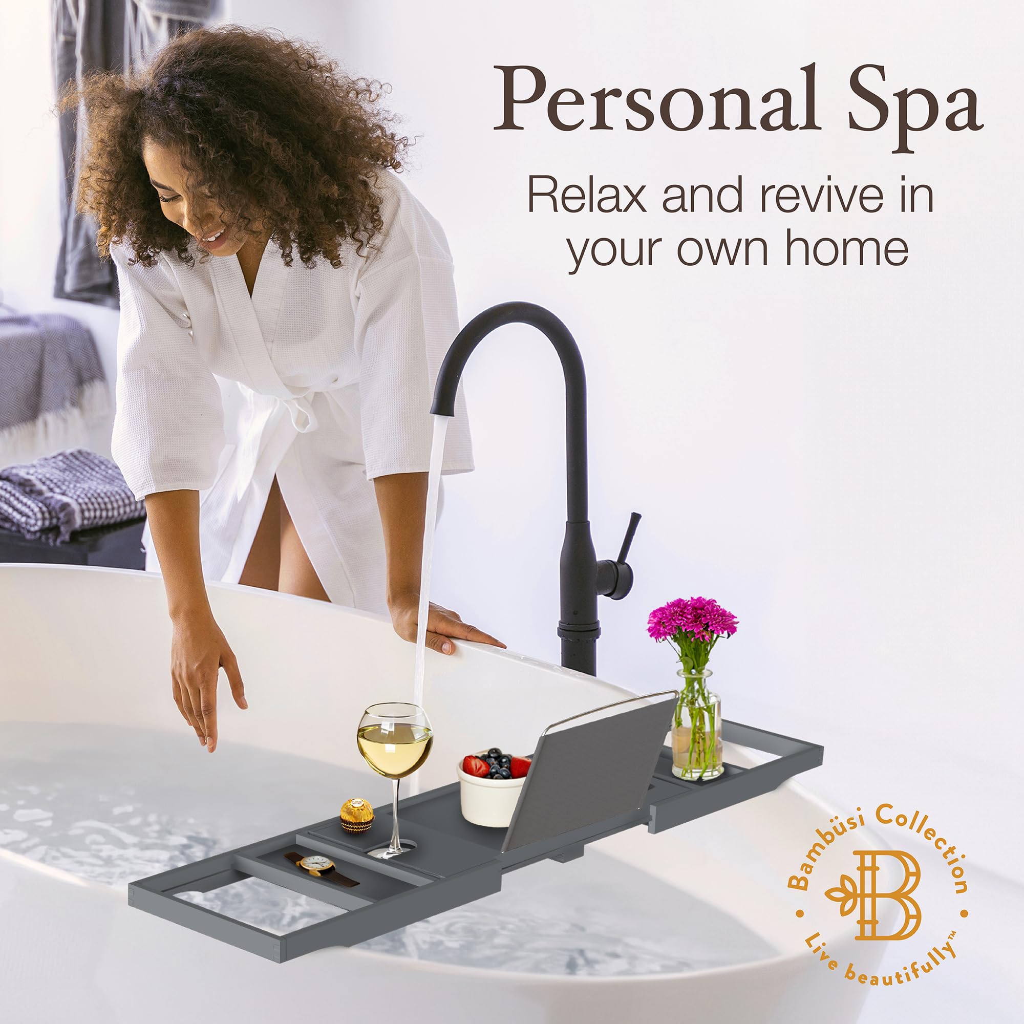 Bambüsi packaged as a gift with ribbon and spa items suggesting a thoughtful present
