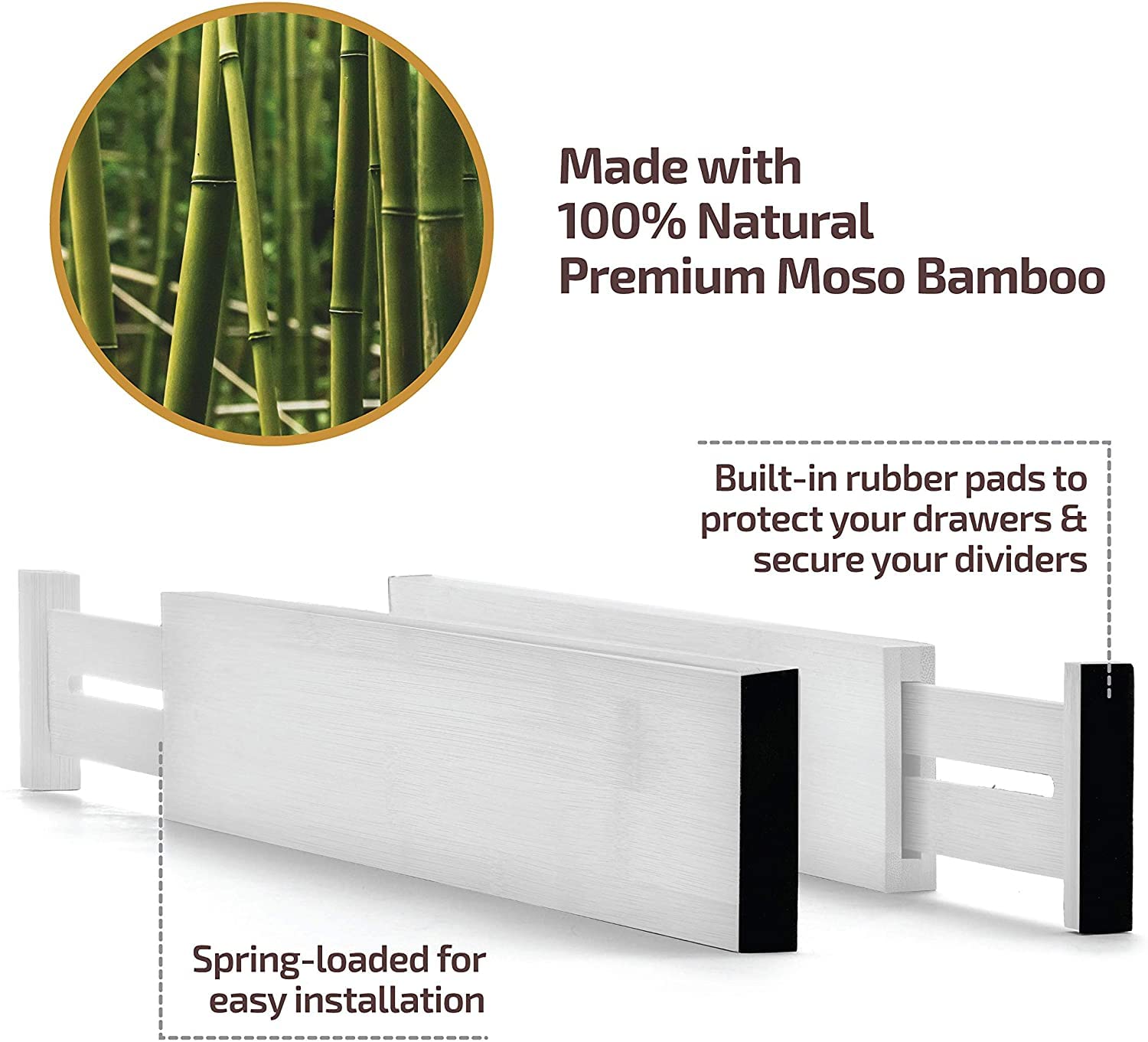 Bambüsi pack of four stacked to show multiple divider configuration options