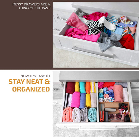 Bambüsi divider arranging makeup and brushes for faster morning routine