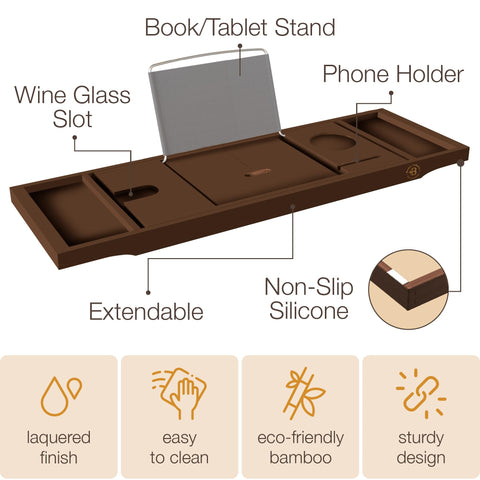 Bambüsi wine glass holder detail preventing spills while bathing