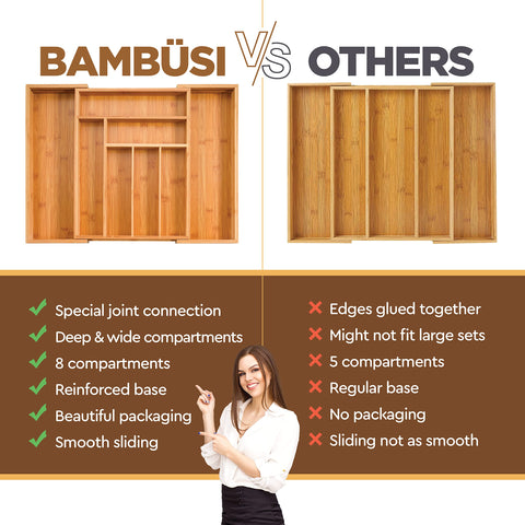 Bambüsi side profile showing 2 inch depth and low-profile design for drawer clearance