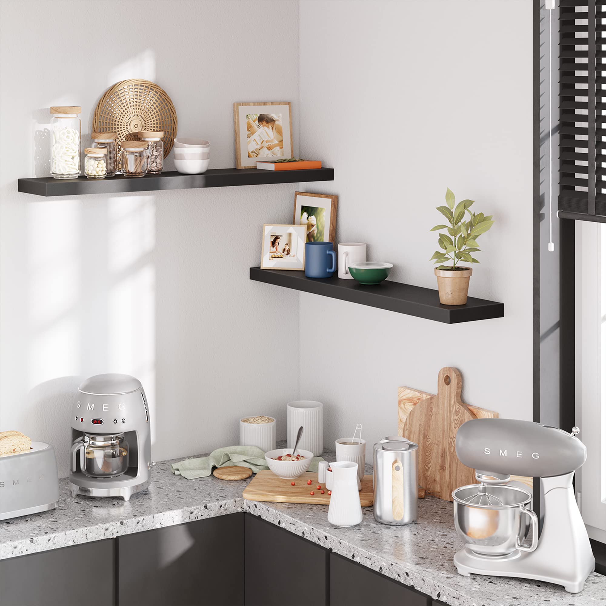 BAMEOS in living room with décor demonstrating wide display and aesthetic benefit
