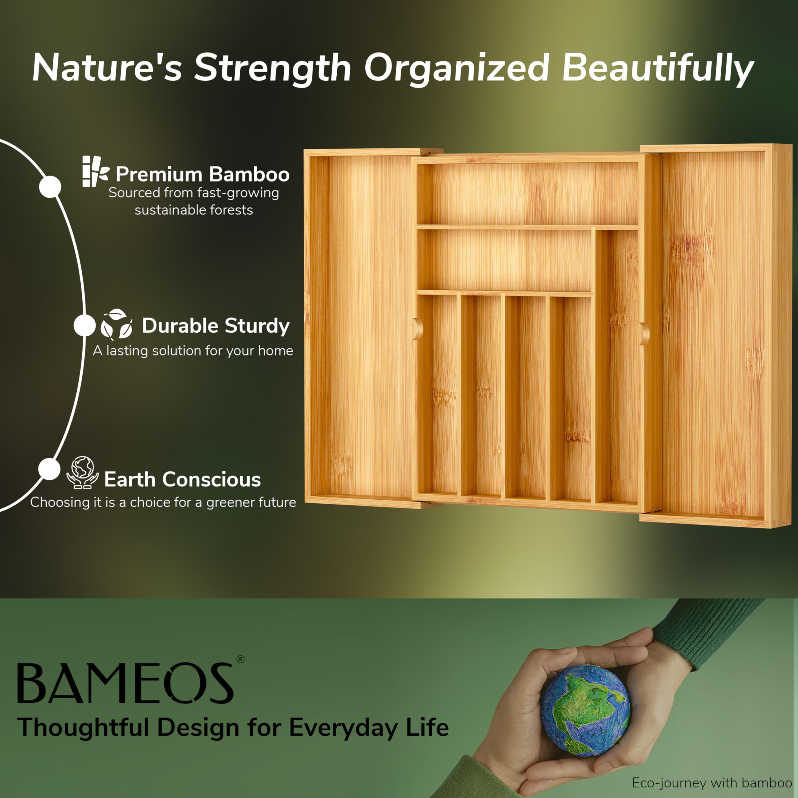 BAMEOS holding cutlery and utensils for organized kitchen benefit