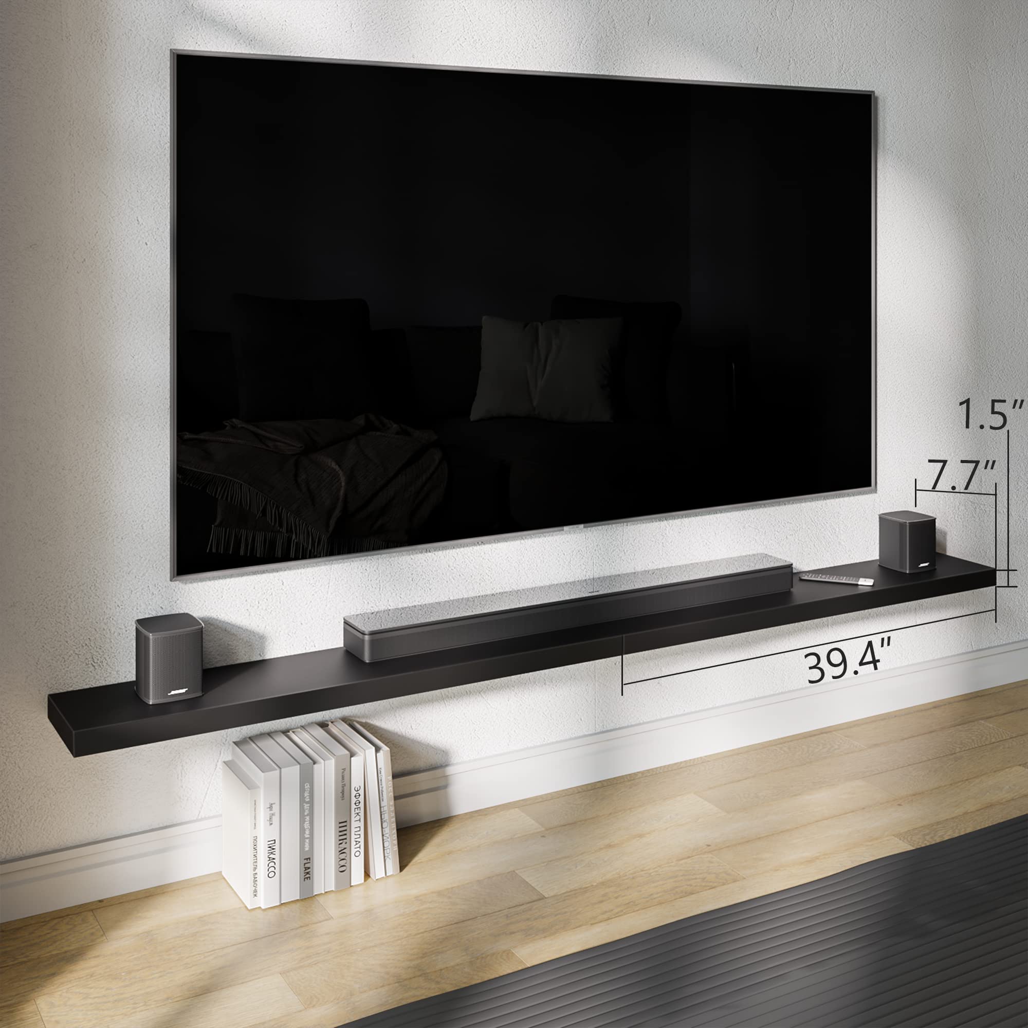 BAMEOS side profile highlighting slim 1.5 inch depth and space-saving benefit