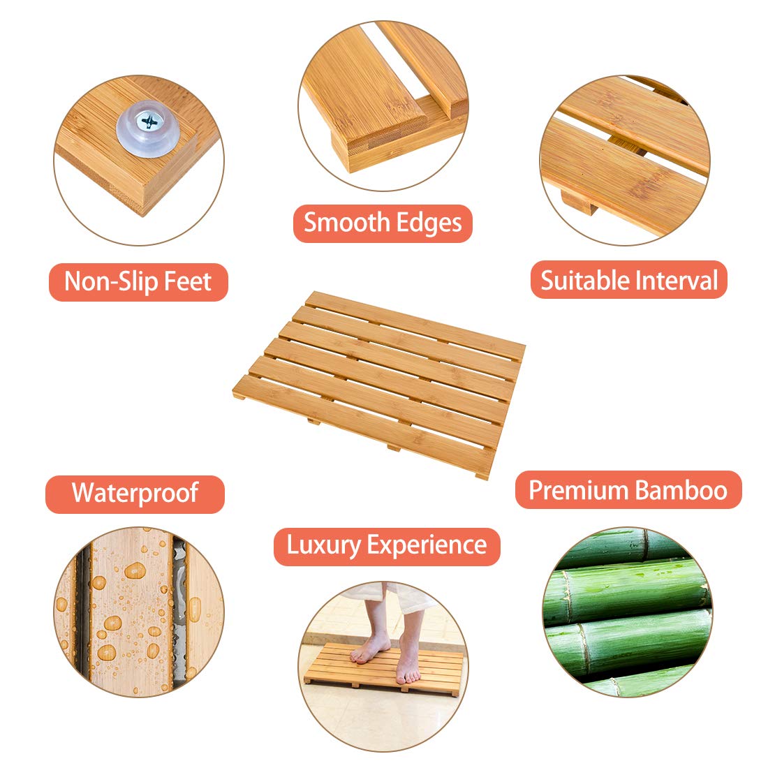 Bamfan mat at poolside illustrating outdoor suitability and quick water runoff