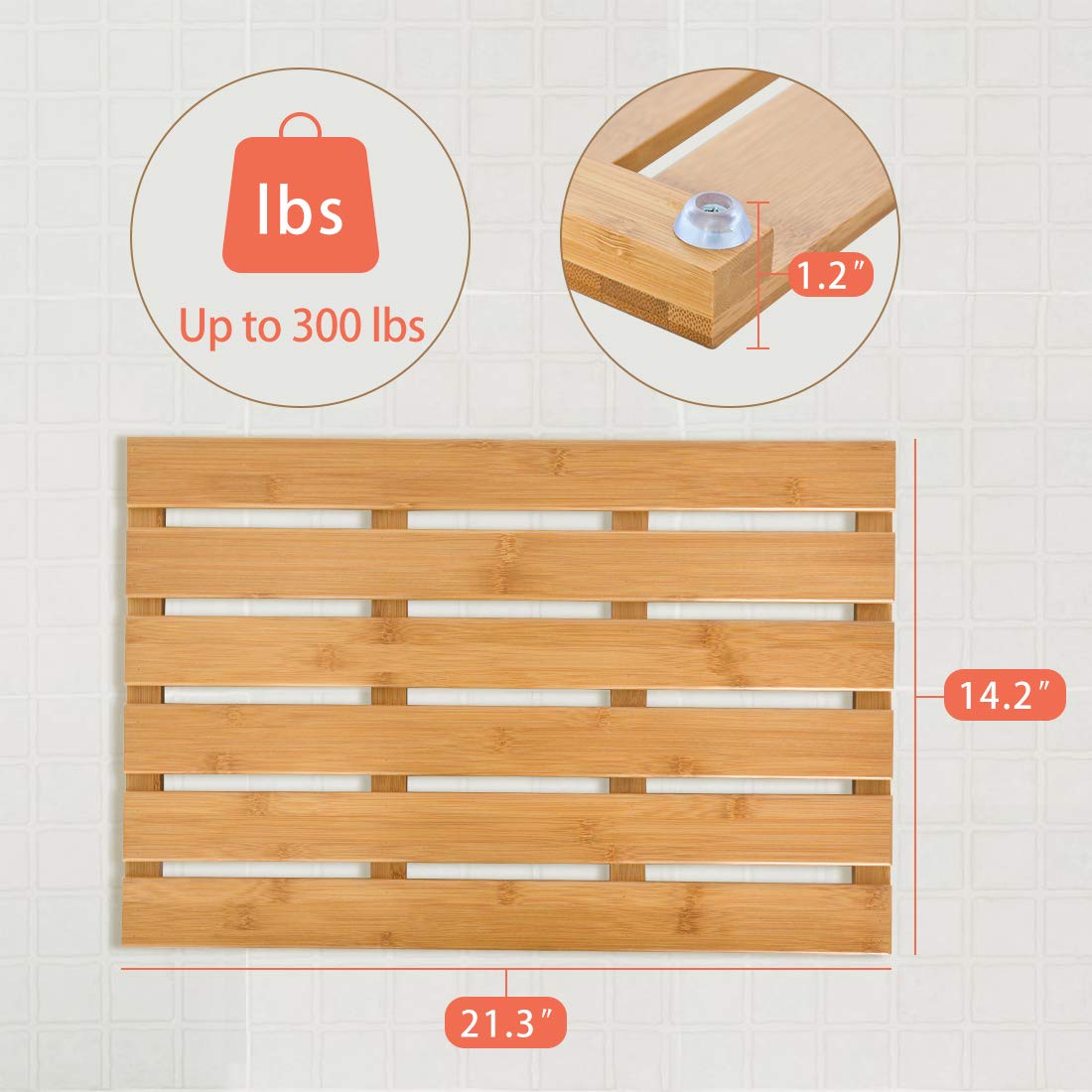 Bamfan mat next to a shower showing scale and sturdy standing support