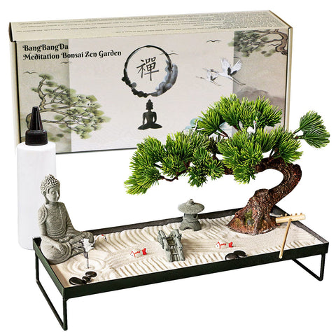 BangBangDa front tray view showing full tabletop Zen garden, calming desk decor