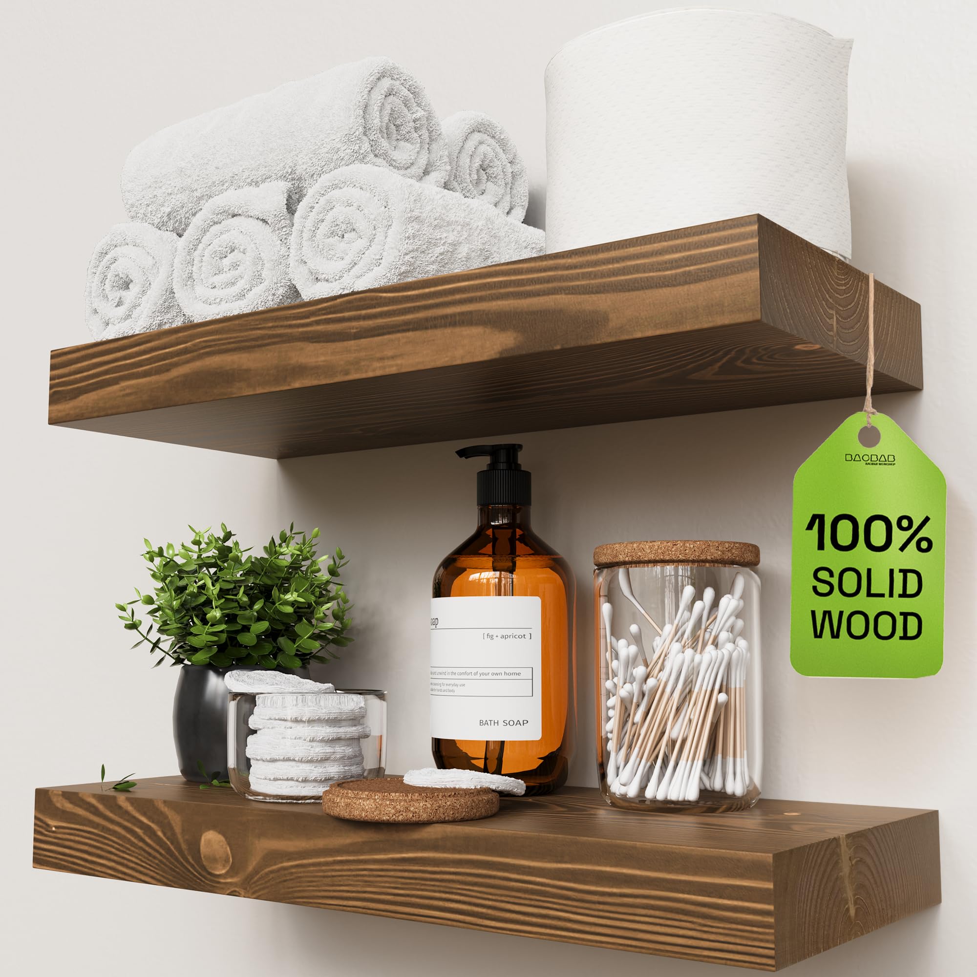 BAOBAB WORKSHOP front view walnut shelf showing clean floating look and warmth