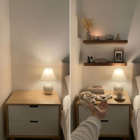 BAOBAB WORKSHOP lifestyle shot of shelf styled with decor for home warmth