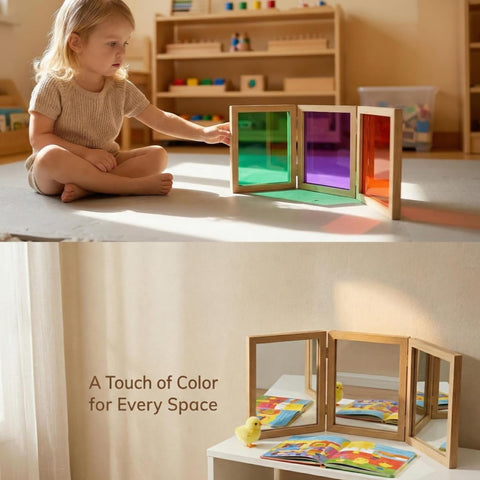 BAOGETONGLER mirror next to child hand for size scale and easy child repositioning benefit