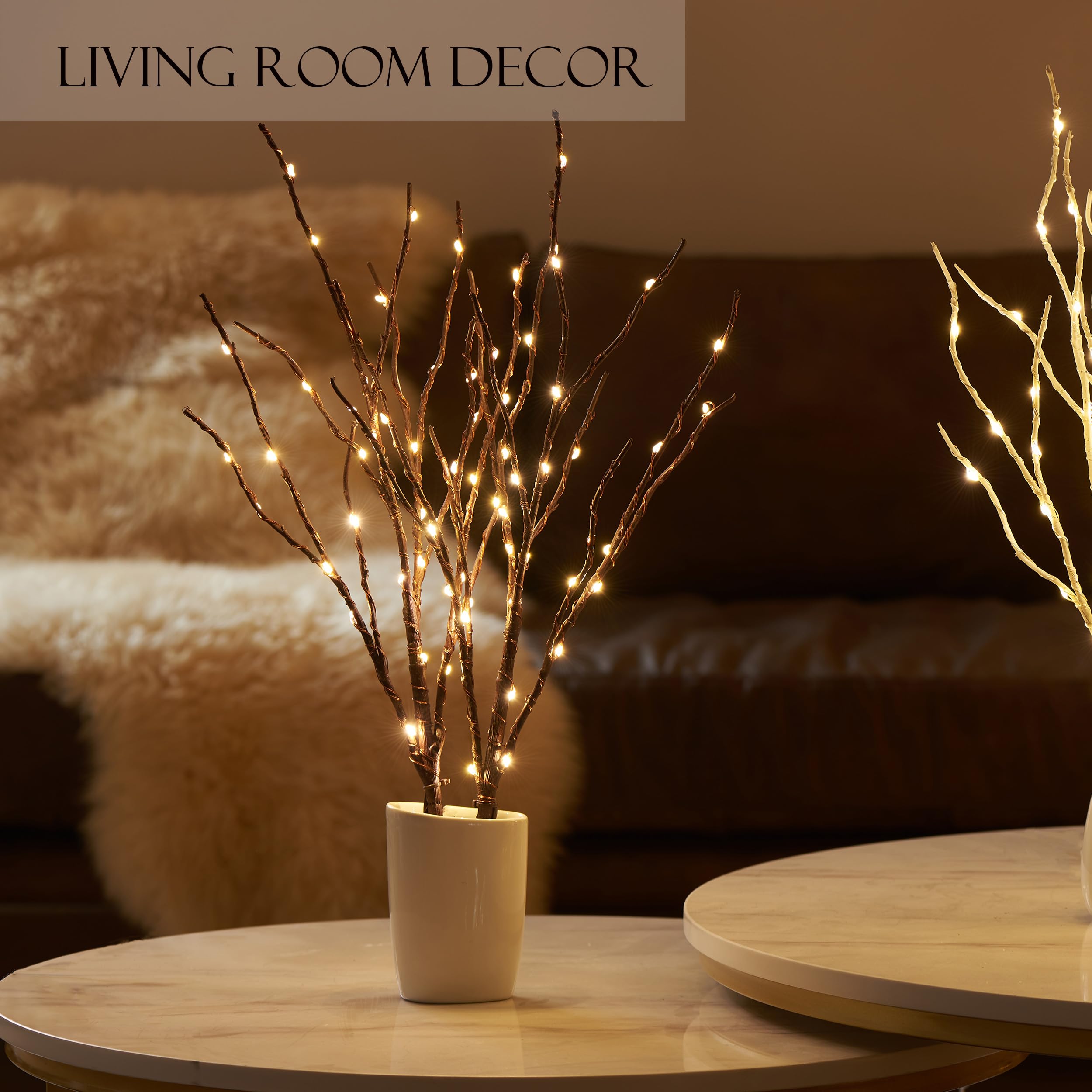 BAOLITVINE branches arranged on a fireplace mantle adding cozy ambiance