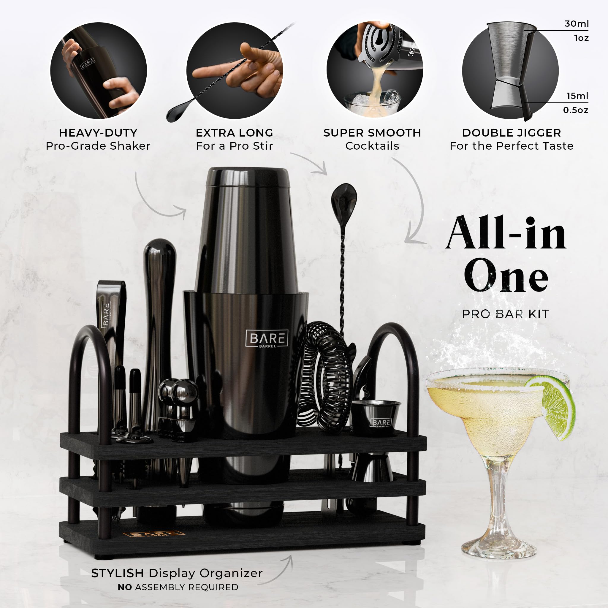 Bare Barrel bamboo organizer displaying all tools, keeps countertop tidy and accessible