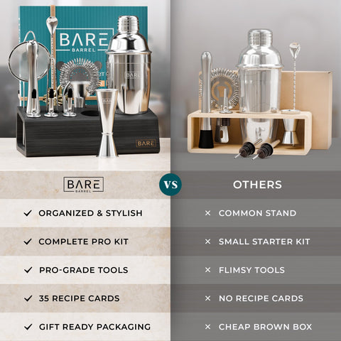 Bare Barrel 35 recipe cards spread displaying clear instructions for cocktail variety