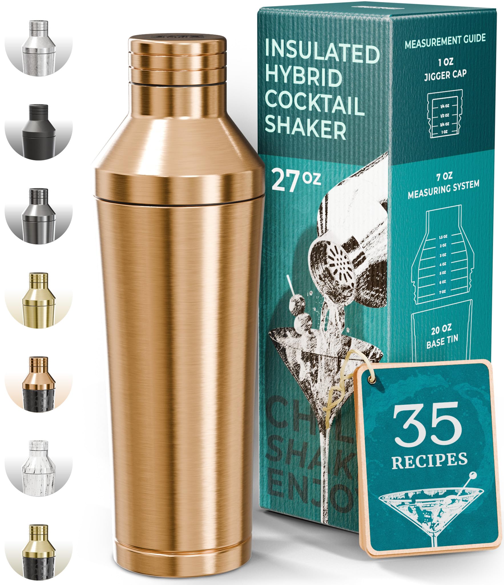 Bare Barrel front view of Ryl Copper shaker showing sleek finish and gift appeal
