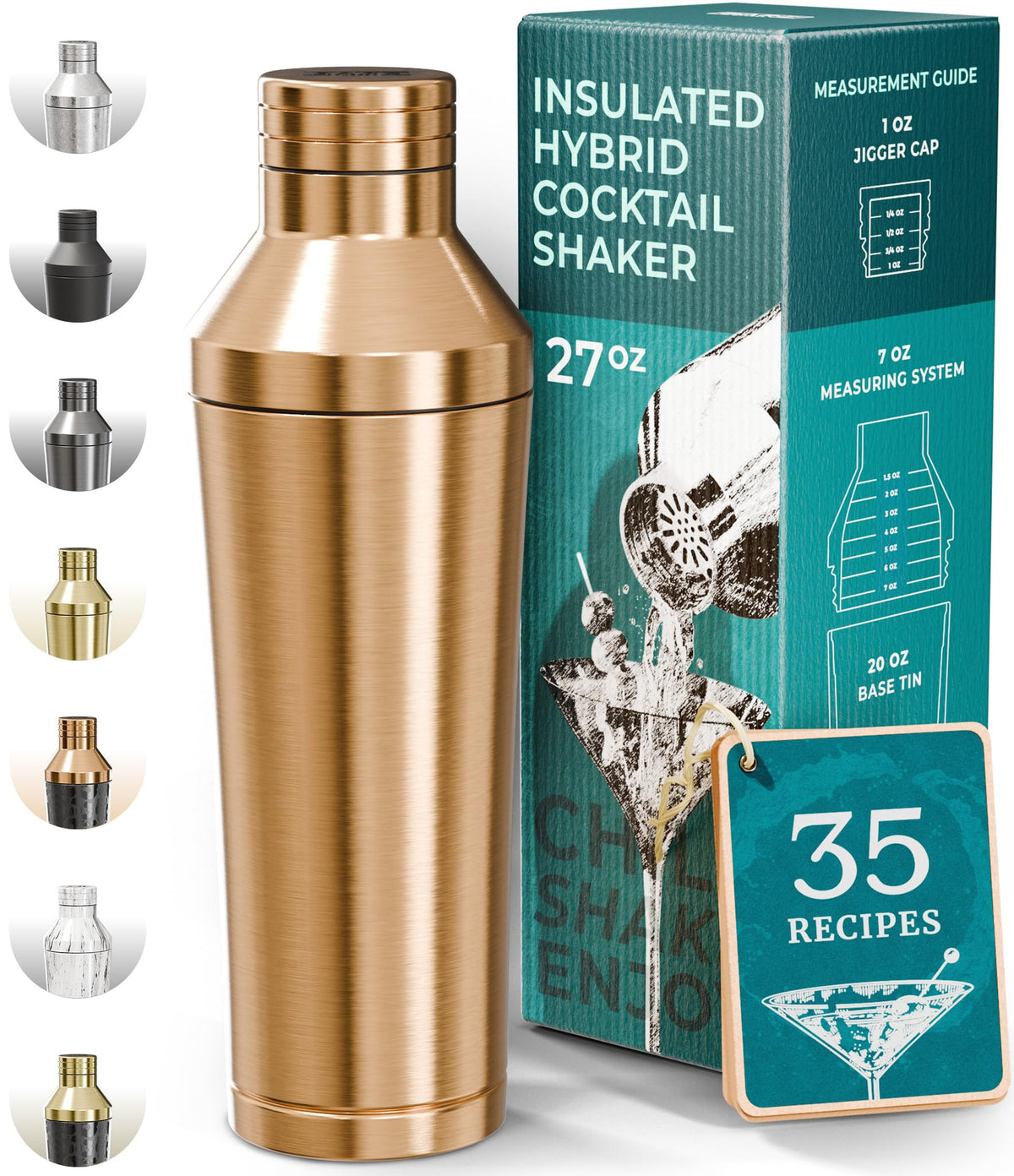 Bare Barrel front view of Ryl Copper shaker showing sleek finish and gift appeal
