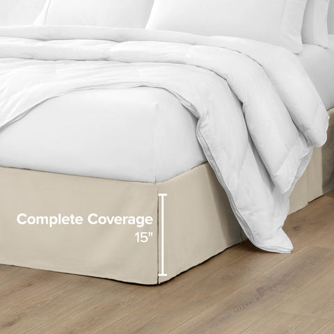 Bare Home skirt hiding under-bed storage providing neat concealment