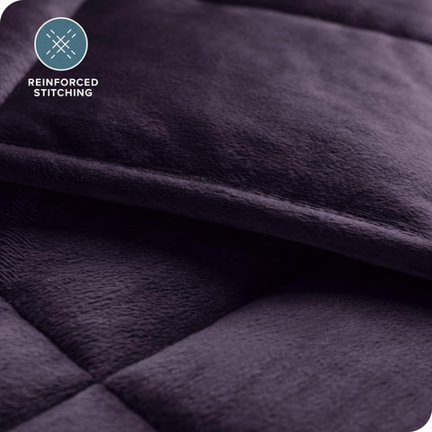 Bare Home weighted blanket fitted with a duvet cover showing easy protection and care