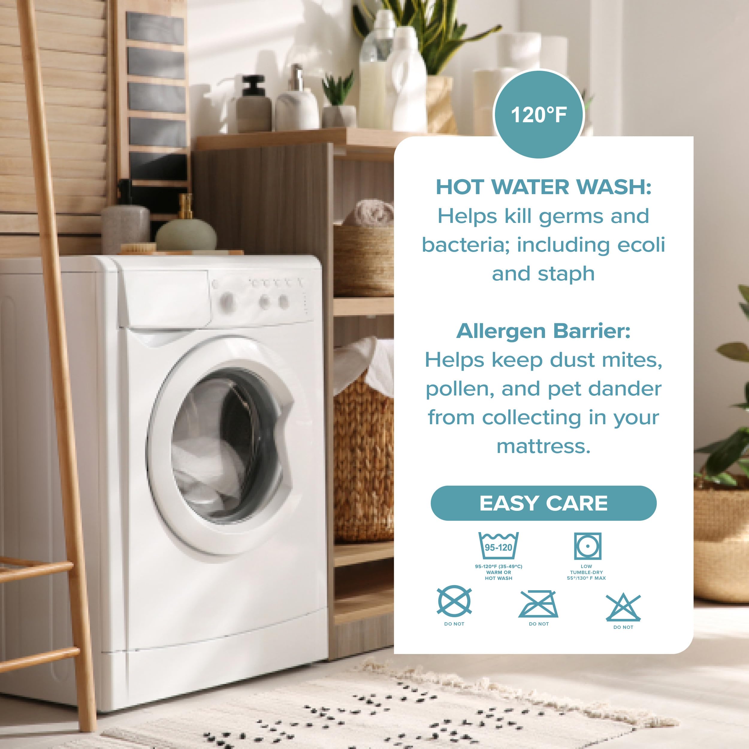 Bare Home care label image indicating easy machine wash instructions