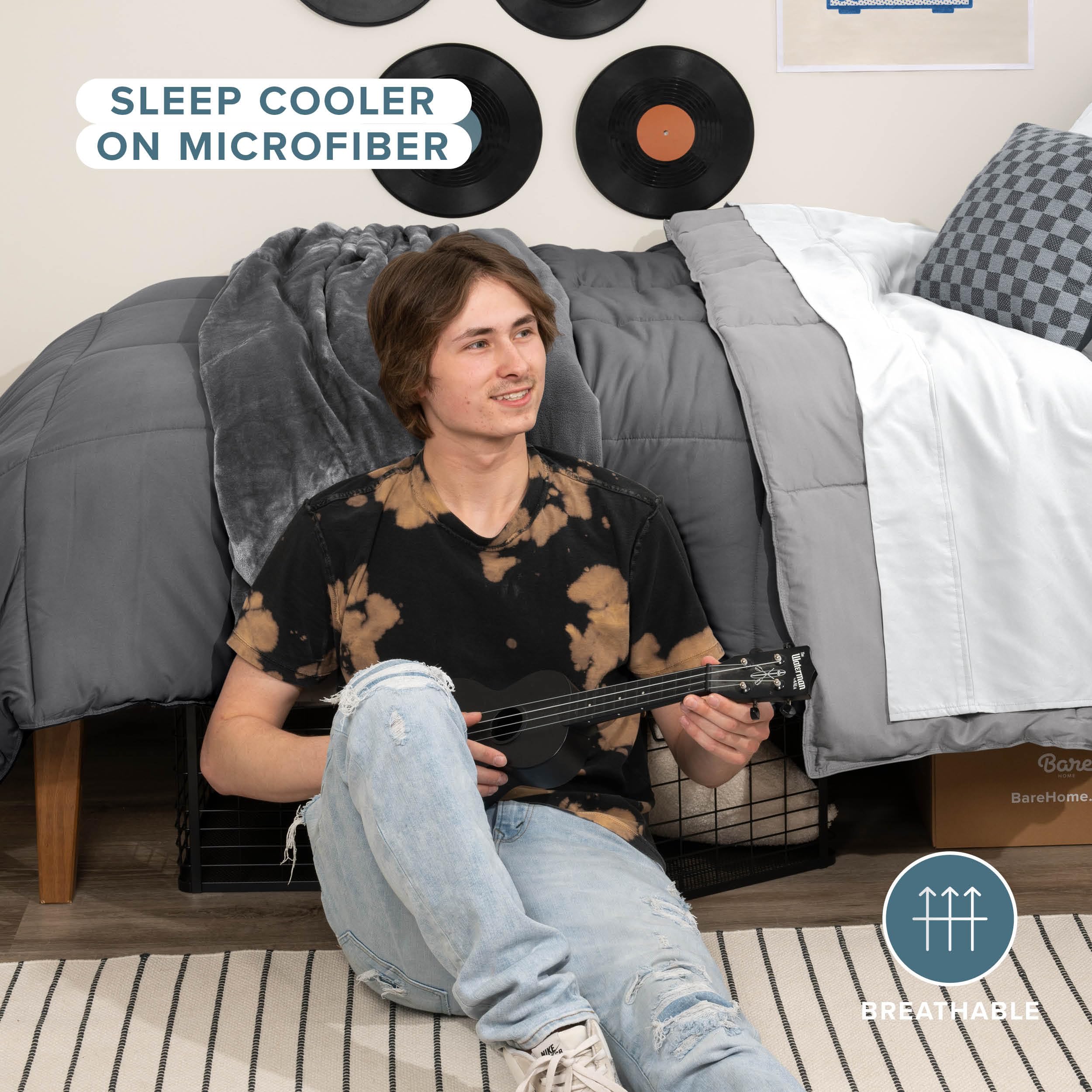 Bare Home corner duvet loop detail allowing secure attachment inside a duvet cover