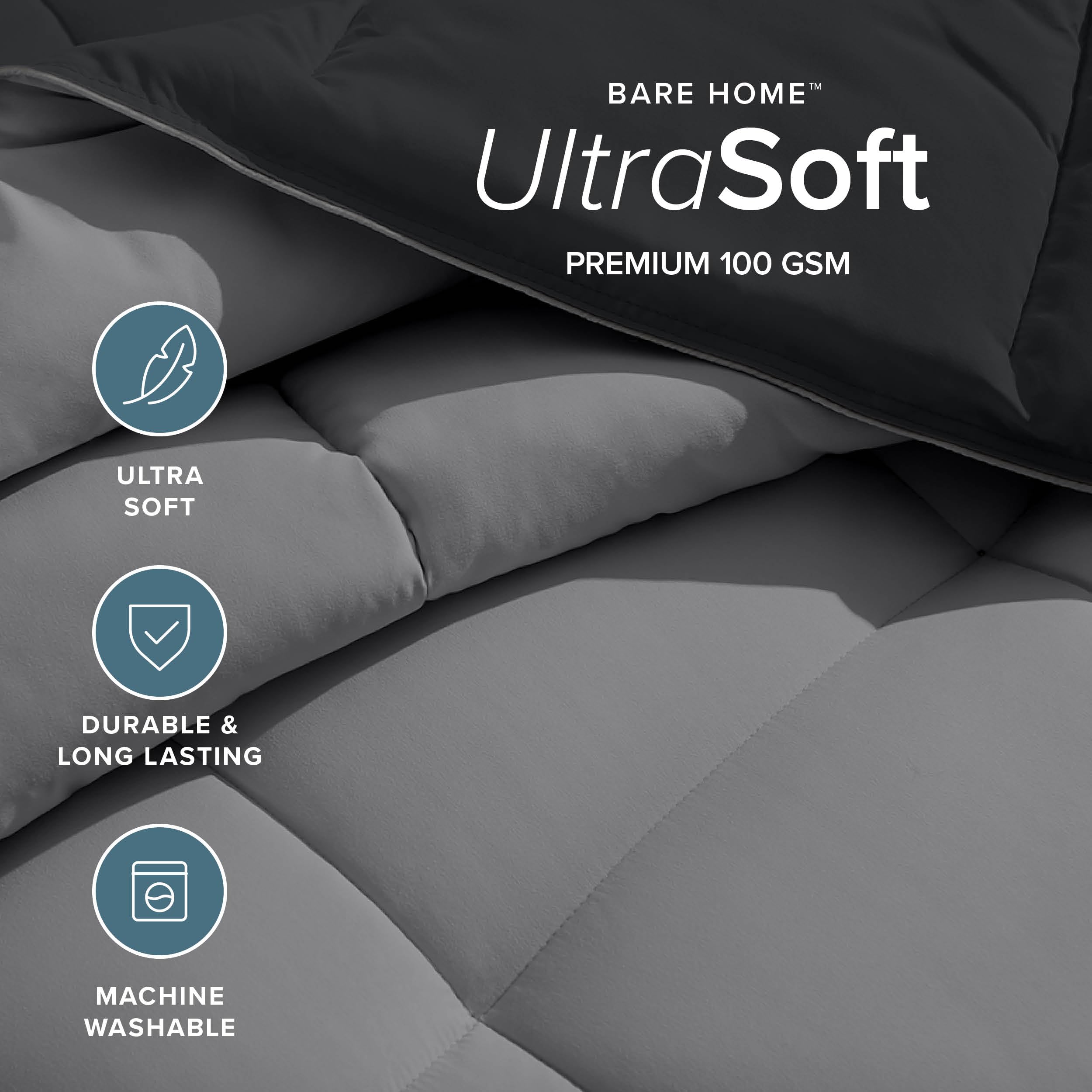 Bare Home comforter fill loft detail illustrating plush 300 GSM warmth
