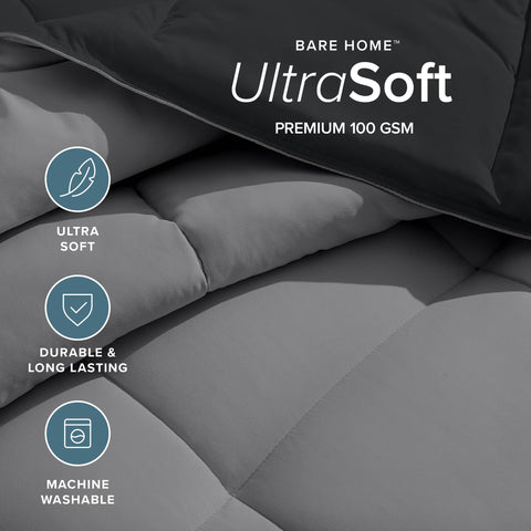 Bare Home comforter fill loft detail illustrating plush 300 GSM warmth