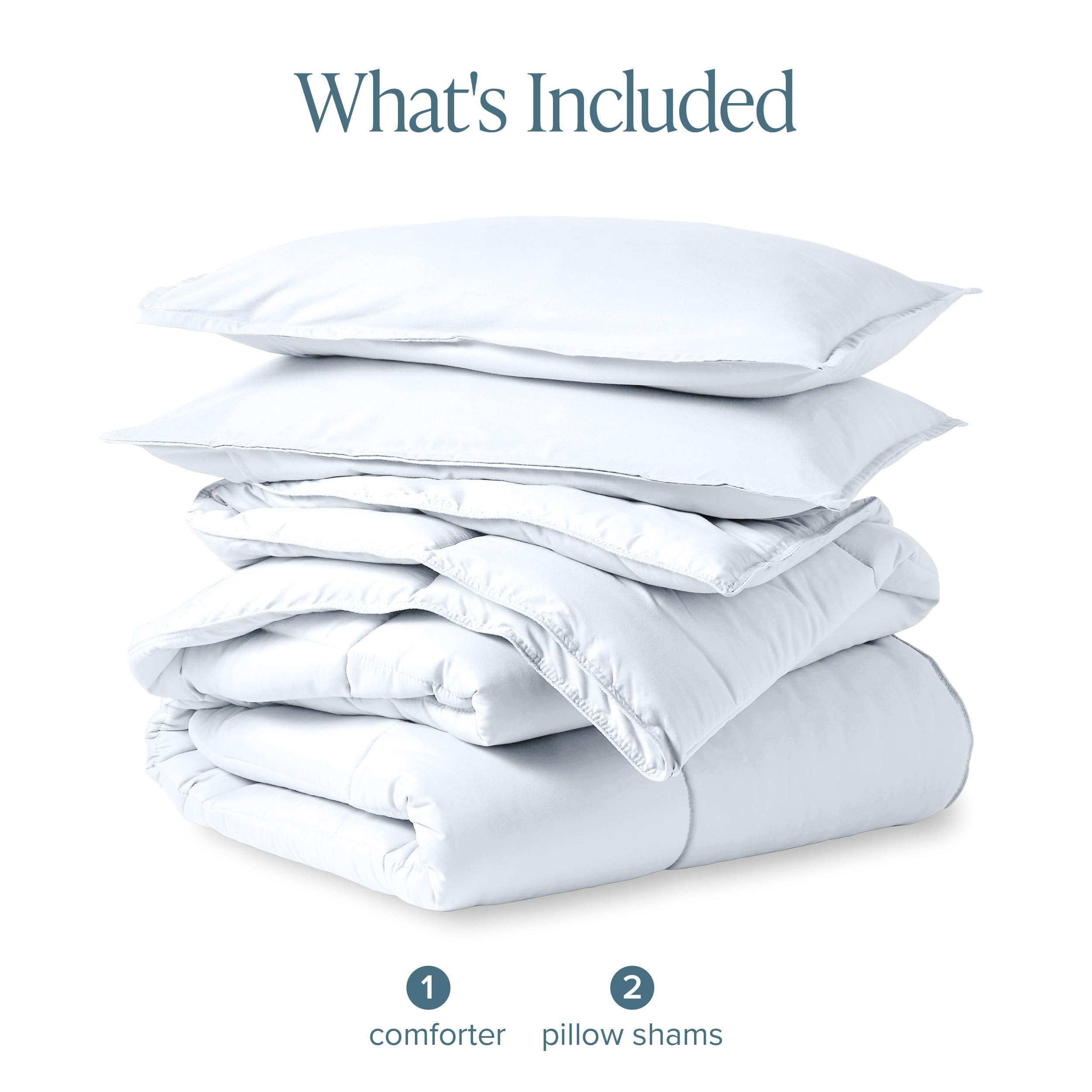 Bare Home folded comforter scale shows compact storage convenience
