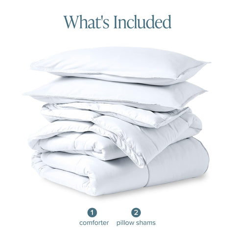 Bare Home folded comforter scale shows compact storage convenience