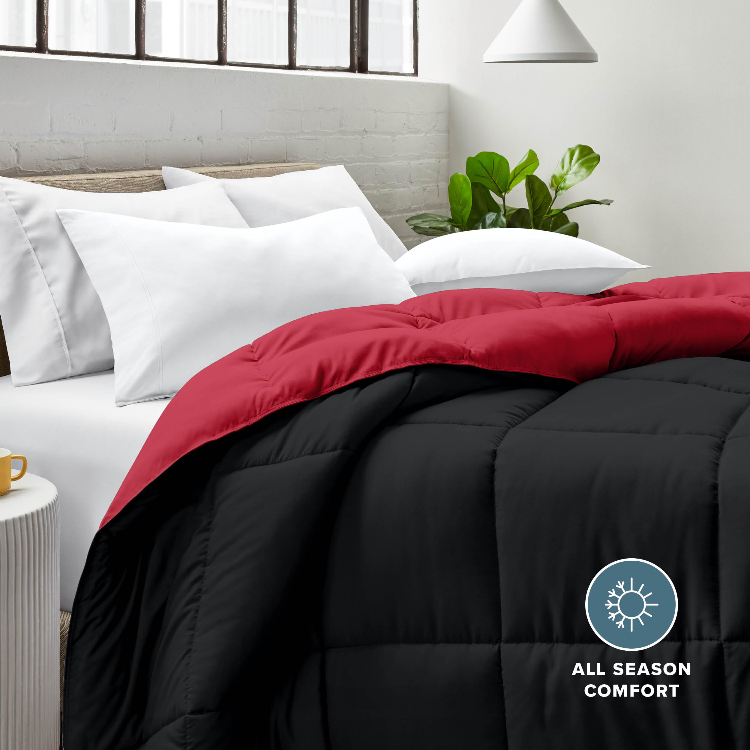 Bare Home comforter folded to demonstrate compact storage and portability